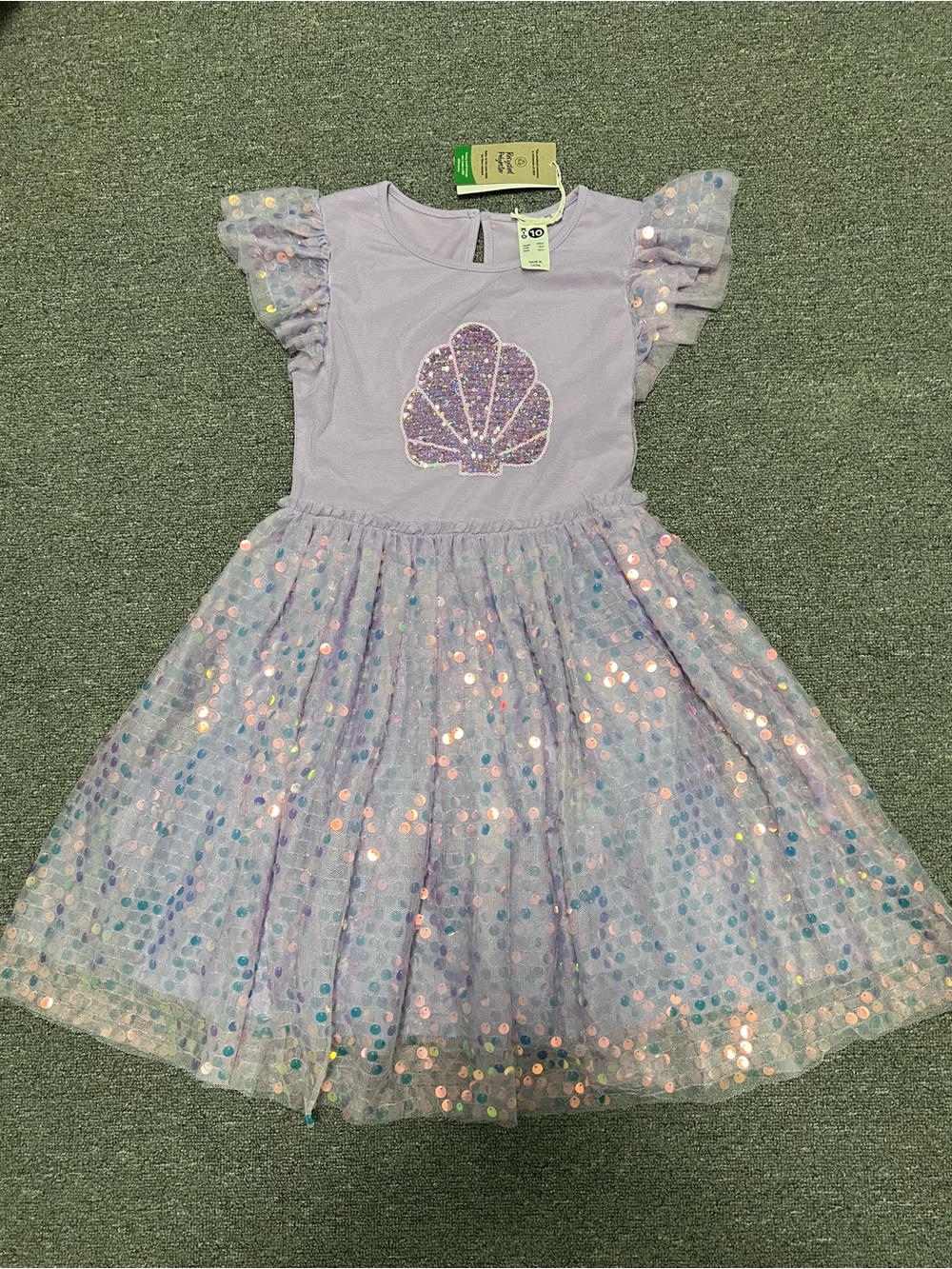 Girls Lavender Sequin Shell Tulle Dress 10T